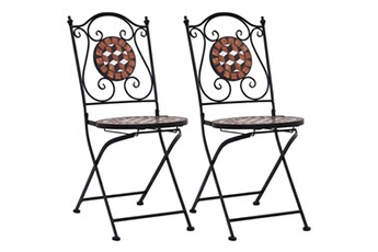 chaises de bistrot mosaïque 2 pcs marron céramique