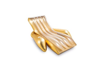bouée et matelas gonflable intex - fauteuil chaise longue pour piscine glitter - l. 175 x h. 61 cm - doré - glitter