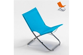 - chaise de plage transat pliante fauteuil piscine acier rodeo, couleur: bleu