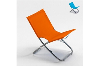 - chaise de plage transat pliante fauteuil piscine acier rodeo, couleur: orange