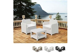 - salon de jardin et fauteuils pour extérieurs grand soleil giglio bar poly-rotin 2 places, couleur: blanc