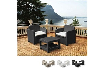 - salon de jardin et fauteuils pour extérieurs grand soleil giglio bar poly-rotin 2 places, couleur: noir