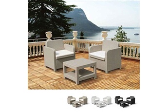 - salon de jardin et fauteuils pour extérieurs grand soleil giglio bar poly-rotin 2 places, couleur: beige
