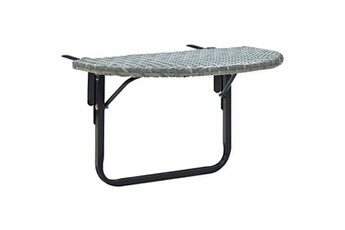 table de balcon gris 60x60x40 cm résine tressée
