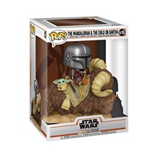 Figurine Pop Deluxe The Mandalorian Mando on Bantha with Child