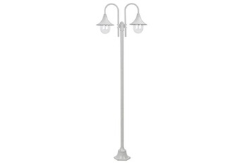 lampadaire de jardin vidaxl lampadaire de jardin e27 220 cm aluminium 2 lanternes blanc