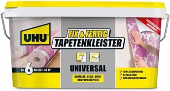 Colle à papier peint UHU Fix & Prêt à l'emploi - Colle mélangée et sans agglomération pour un papier peint rapide et propre - 5 kg
