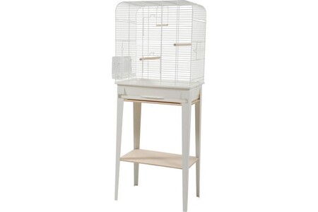 Cage à oiseaux Zolux Cage et meuble CHIC LOFT. taille L. 53.5 x 33 x hauteur 134 cm. couleur blanc. - - ZO-104182BLC