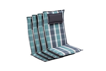 coussin pour mobilier de jardin blumfeldt coussin chaise de jardin - donau - set de 4 - polyester - 50 x 120 x 6 cm - vert & gris