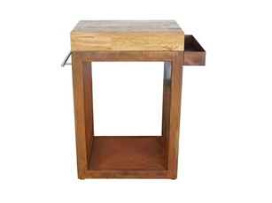 Meuble multifonction corten avec tablette bois 60 x 45 x 91 cm -