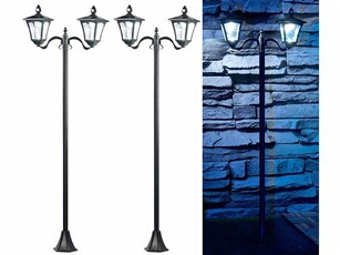 : 2 doubles lampadaires de jardin solaires à LED avec détecteur de mouvement