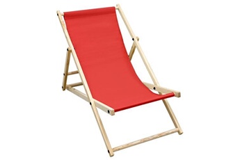 chaise longue - transat ecd germany chaise longue en bois de pin - rouge - pliable 120 kg réglable à 3 positions