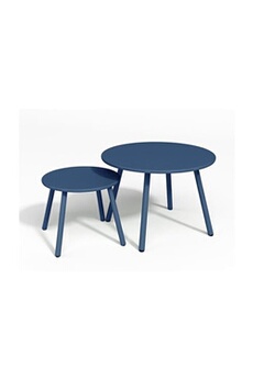 table de jardin vente-unique.com tables gigognes de jardin en métal - bleu nuit - mirmande de mylia