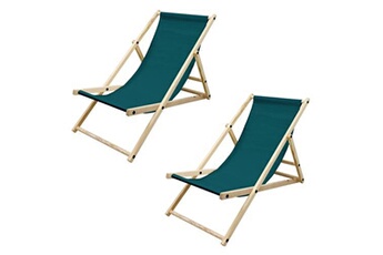 chaise longue - transat ecd germany 2x chaise longue jardin pliante bain de soleil plage chilienne vert foncé 120 kg