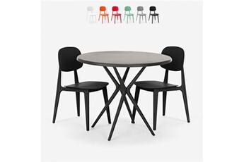 banc de jardin ahd amazing home design table ronde de 80 cm noir + 2 chaises design berel black