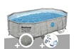Bestway Kit piscine tubulaire ovale Power Steel SwimVista avec hublots 4,88 x 3,05 x 1,07 m + 10 kg de zéolite + Kit d'entretien Deluxe photo 1