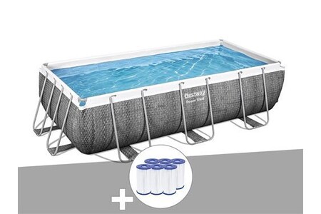 Piscine tubulaire Bestway Kit piscine tubulaire rectangulaire Power Steel 4,04 x 2,01 x 1,00 m + 6 cartouches de filtration