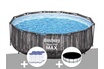 Bestway Kit piscine tubulaire ronde Steel Pro Max décor bois 3,66 x 1,00 m + 6 cartouches de filtration + Bâche de protection photo 1