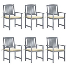 Vidaxl Gris Chaises De Jardin Avec Coussins 6 Pcs Bois D'acacia Massif