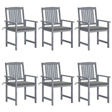 Vidaxl Gris Chaises De Jardin Avec Coussins 6 Pcs Bois D'acacia Massif