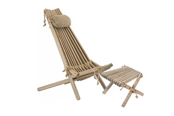 chaise longue - transat ecofurn - chilienne scandinave avec repose-pieds frêne
