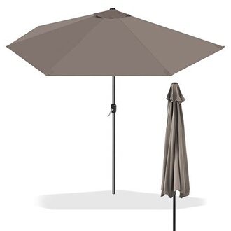 Parasol Déporté Rond SUNNYDAYS - Diamètre 300 Cm, Toile 180 G, Couleur Gris Anthracite - Pour Terrasse Et Jardin