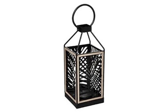 lanterne atmosphera créateur d'intérieur - lanterne en métal design feuillage 38cm noir