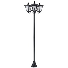 Lampadaire de jardin luminaire extérieur solaire LED 3 têtes 120 Lm dim. 51,5L x 47l x 182,5H cm acier inox. plastique noir