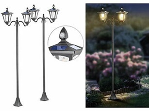: 2 doubles lampadaires à LED solaires 600 lm avec capteurs PIR SWL-160