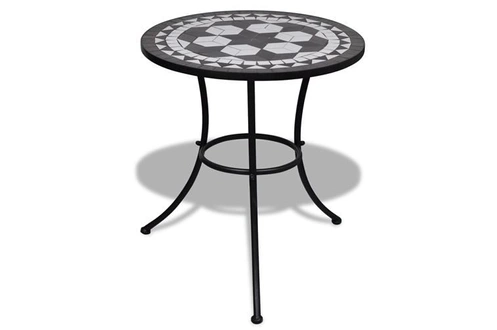 vidaXL Table de bistro Noir et blanc 60 cm Mosaïque