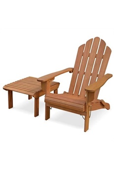 fauteuil de jardin sweeek fauteuil de jardin en bois avec repose-pieds/table basse - adirondack salamanca - eucalyptus chaise de terrasse retro