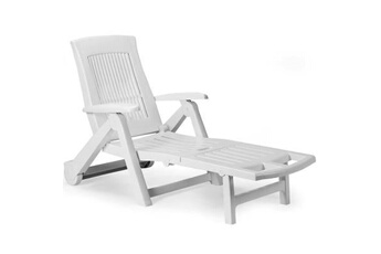 chaise longue - transat generique chaise longue multistore 2002 pliable pvc blanc avec dossier réglable