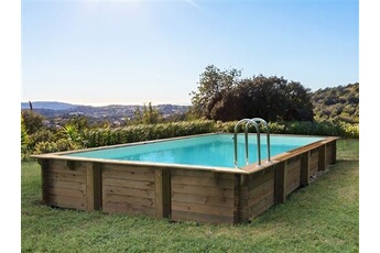 Piscine enterrée ou semi-enterrée HABITAT ET JARDIN piscine bois en kit rectangle sunrise - 8.20 x 5.20 x 1.44 m