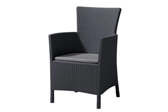 fauteuil de jardin aspect rotin tressé avec coussin allibert iowa graphite