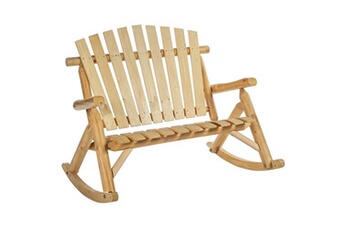 fauteuil de jardin outsunny fauteuil de jardin adirondack à bascule 2 places rocking chair style néo-rétro assise dossier ergonomique bois naturel de pin