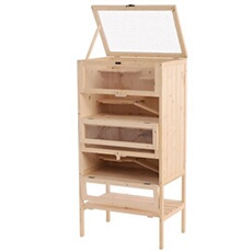 Cage pour hamsters souris petits rongeurs multi-niveaux 5 étages 10 plateformes bois de pin 60 x 40 x 120 cm