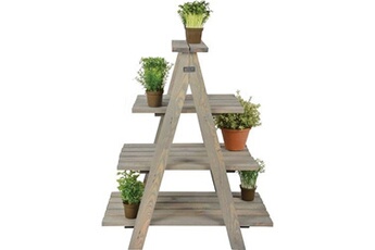 etagère à plantes esschert design - etagère à plantes triangulaire en pin