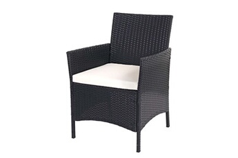 fauteuil de jardin mendler 2x fauteuil de jardin halden en polyrotin anthracite, coussin crème