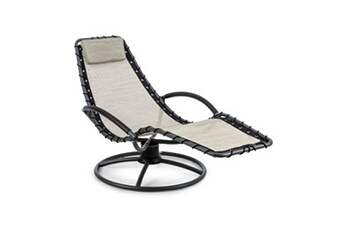 chaise longue - transat blumfeldt chaise longue à bascule - the chiller - transat - 77x 85x173cm - bain de soleil - résistant aux intempéries - tubes en métal - surface en pvc - beige