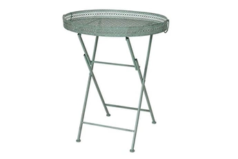 table pliante hwc-c39, table de jardin, métal, vert antique
