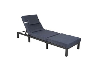 chaise longue hwc-a51, transat, polyrotin premium anthracite, coussin gris