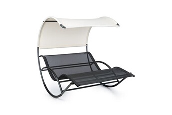 chaise longue à bascule - the big easy - transat - 2 personnes - bain de soleil - 350kg max. - imperméable - anti uv - tubes d'acier - toile de