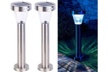 eclairage pour chemins lunartec : 2 lanternes de jardin solaires silva en acier inoxydable