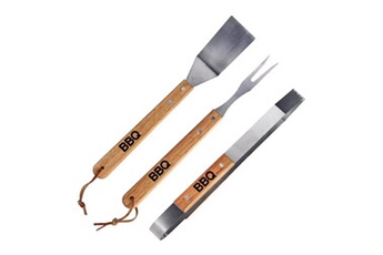 Ustensile et housse de protection pour barbecue Guizmax Kit complet barbecue plancha pince fourchette spatule Bois Inox -