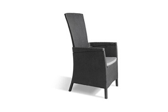 chaise de jardin allibert vermont fauteuil multipositions en resine aspect rotin tresse - gris