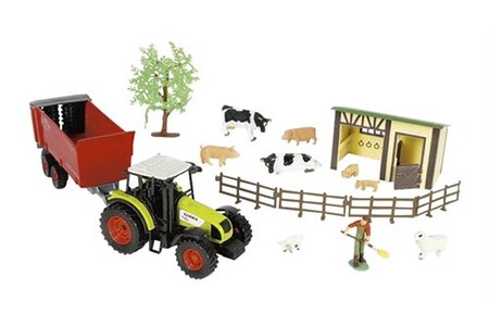 Autre circuits et véhicules Starlux Coffret agriculture Tracteur Claas avec remorque fermier et animaux de la ferme