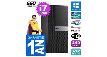 Pc tour optiplex 7040 core i7-6700 ram 32go ssd 240go hdmi windows 10 wifi