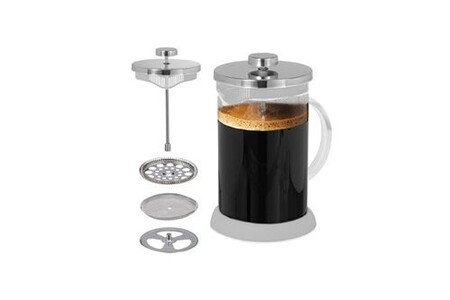 Cafetière filtre Relaxdays Machine à café piston, passoire en inox, boissons savoureuses, 800 ml, verre et plastique, théière, gris