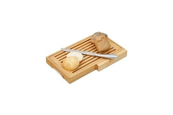 planche à découper relaxdays planche à pain bambou, range-couteaux, couteau en inox, cuisine, planche à découper, hxlxp: 4x40x24 cm, nature