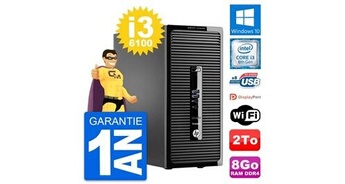 Pc tour prodesk 400 g3 mt intel i3-6100 ram 8go disque 2to windows 10 wifi